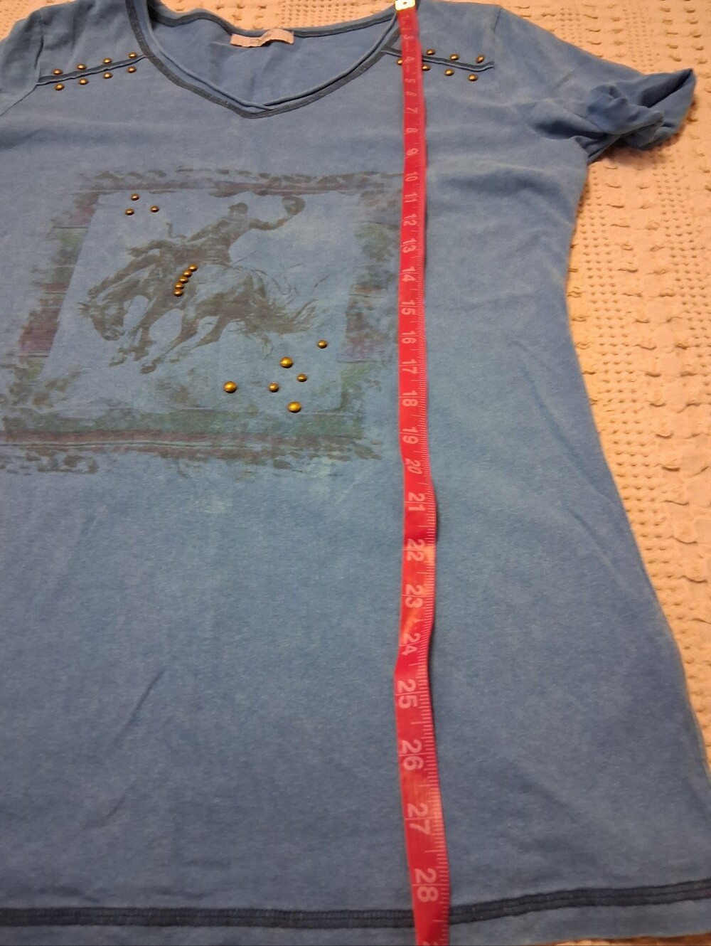 Delila Blue V-Neck Studded Rodeo Graphic Tee - Picture 3 of 5